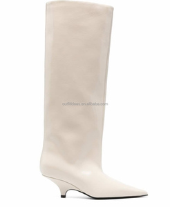 Bottes hautes modernes et élégantes en cuir de veau croco TOTEME 60mm à talon compensé Bottes hautes à enfiler pour filles Bottes hautes en cuir pour femmes - Product Image 3