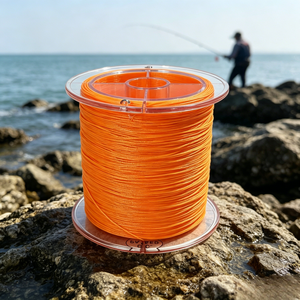 Prix direct usine – Bobine de 500 m – Ligne de pêche tressée PE <span class=keywords><strong>4</strong></span> brins – Haute visibilité orange – Ligne de pêche robuste pour eau salée - Product Image 5