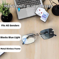Lunettes de lecture anti-lumière bleue populaires pour hommes, verres transparents AC, montures optiques unisexes sans monture en métal, vente en gros