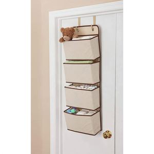 Waterproof Stylish 3 Pockets Foldable Cotton Linen Fabric Over the Door Hanging Organizer Storage Bag <b>Wall</b> Door Closet <b>Shelves</b> - Product Image 3