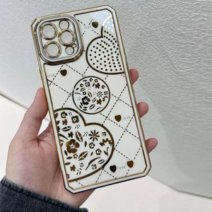 Cứng Leather <span class=keywords><strong>Chrome</strong></span> tim chữ thập điện thoại trường hợp đối với iPhone 15 14 13 12 11 Pro Max cộng với điện thoại trường hợp bìa - Product Image 3