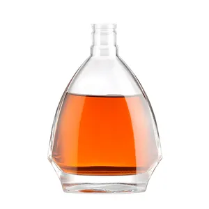 Özelleştirilmiş yüksek kalite 750ml yuvarlak üçgen meyve şarabı şişe Tequila Rum votka viski konyak brendi ruhu cam şişeler
