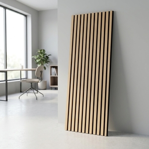Pannello Acustico in <span class=keywords><strong>Legno</strong></span> di <span class=keywords><strong>Rovere</strong></span> Bianco con Design Moderno Originale e Striscia LED Integrata - Product Image 1