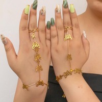 Gelang Jari Panjang Kupu-kupu Berlapis Emas 18k dari Baja Anti Karat dengan Manik-manik Emas, Mutiara, dan Rumbai Minimalis