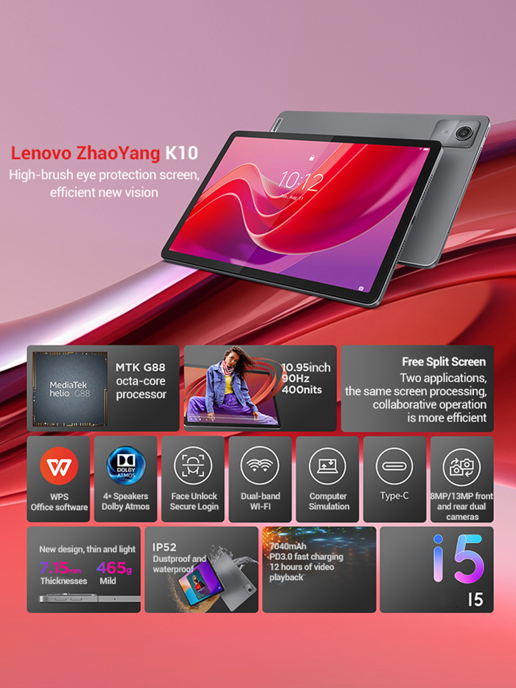 Lenovo Pad K10 M11 Tablet PC - 8GB RAM, 128GB Storage, 10.95