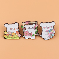 Vente en gros 3 styles de chiens blancs mignons cartoon lignes simples pour chiots sac à dos capes chapeau vêtements bouton insigne épingle de revers