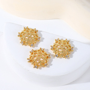 Gold Plated Zircon Flower Setting <b>Copper</b> Bead Receptacle For <b>Bracelet</b> Making C21 - Product Image 1