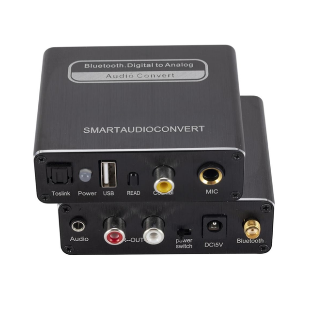 BT5.0 Digital Fiber Coaxial Audio Converter Optical/Coaxial Input to RCA/AUX Wireless Receiver Digital-to-analog Converter