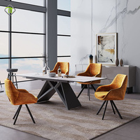 Tables de salle à manger modernes de luxe extensibles avec plateau en céramique blanche, tables de restaurant commerciales rectangulaires, ensemble de tables de salle à manger