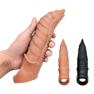 Big Size <span class=keywords><strong>Wolf</strong></span> Head Barbed Männlich Dick <span class=keywords><strong>Penis</strong></span> Cover Lock Essenz Kristall Weich gummi TPE Sexspielzeug