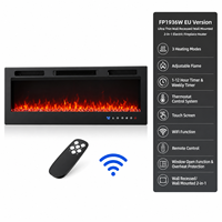 Cheminée électrique murale encastrée ultra-mince Tuya WiFi 2-en-1 de 36 pouces (1500W) avec minuterie hebdomadaire et détection de fenêtre ouverte, conforme aux normes UE