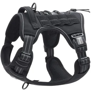 OEM Fabricante Tactical Dog Harness Vest Custom Logo Reflexivo Treinamento Ajustável Não Pull Dog Harness para cão grande