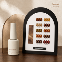 Suuseegel Coffret de vernis gel effet œil de chat Caramel Châtaigne 15ml avec 10 nuances brunes chaudes pour le nail art d'automne