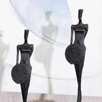Sculpture moderne abstraite de figure humaine en bronze noir avec base en marbre vert, décoration d'intérieur, ornement, vente en gros