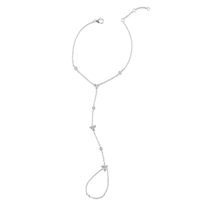 YUNCHENG Cadena de Dedo de Oro 18K Personalizada, Cadena de Mano Minimalista, Brazalete de Flor con Circonitas Blancas <span class=keywords><strong>para</strong></span> Uso Diario, Joyería <span class=keywords><strong>para</strong></span> Mujer - Product Image 2