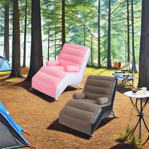 Precio de fábrica en forma de S flocado impermeable sofá de un solo golpe portátil al aire libre playa aire sofá cama para sala de estar para dormir - Product Image 2
