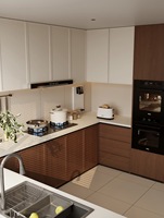 Conception Gratuite Tout-en-un Personnalisation Complète de la Maison Designs de Cuisine Modernes Modulaires en Placage de Bois Massif