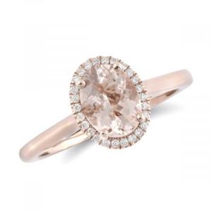 Nouvelle collection vintage, bague en or rose 925 avec halo de morganite naturelle et moissanite, bague de fiançailles, d'anniversaire, de mariage, de promesse - Product Image 1