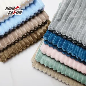 Kingcason人気の工場供給柔らかく快適なカスタマイズされたカラーストライプフランネルフリース生地家庭用毛布用