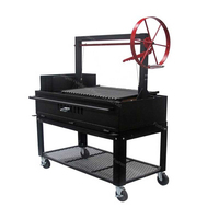 Barbecue portable d'extérieur en acier thermolaqué, pliable, moderne, au charbon de bois, avec roues, facile à assembler, personnalisable