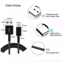 Kabel Data Pengisian Cepat USB a ke USB Type C Premium 1.2m 15W 9V untuk Samsung Galaxy S8 S8+ S9 S9+ S10 S10+ Note 8 9
