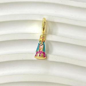 JS1888 Abalorios Colgantes de Nuestra Señora Virgen María Esmalte Chapado en Oro Estilo Europeo con Agujero Grande, Cuentas de Fianza PARA LA Fabricación de Pulseras de Cadena de Serpiente - Product Image 4