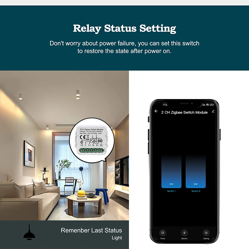 Wholesale Intelligent Home Automation Tuya App Wireless Control 2 Gang 2 Way Smart Switch Module Zigbee · image 6