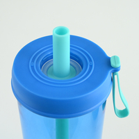 Gobelet transparent mignon avec couvercle, design personnalisable, bouteille d'eau en Tritan, gobelet en plastique à paroi simple avec paille