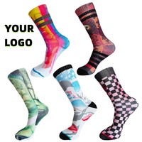 Chaussettes tubulaires sportives respirantes imprimées numériquement sur mesure pour hommes, en polyester de haute qualité, tricotées, décontractées, personnalisables – Meilleures ventes