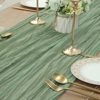 Lot de 6 chemins de table durables en gaze de coton vert sauge, 10 pieds, style bohème, 120 pouces de long, pour mariage, baby shower, fête d'anniversaire