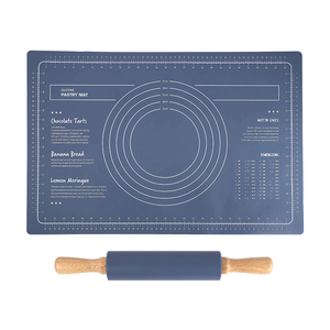 Strumenti di cottura <span class=keywords><strong>tappetino</strong></span> per pasta in Silicone antiaderente <span class=keywords><strong>tappetino</strong></span> per pasticceria in Silicone con mattarello in legno - Product Image 5