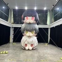 Poupée gonflable géante en matériau pelucheux imperméable de 4,5 m de haut, modèle publicitaire gonflable de fille de dessin animé, mascotte gonflable personnalisée
