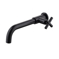 Robinet de cuisine moderne en acier inoxydable à levier unique, chromé, mural, pour lavabo, robinet d'eau froide
