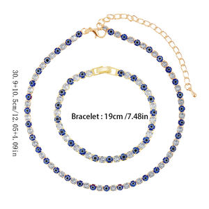 Set Perhiasan Wanita mata biru kalung tangan Fatima Turki ribu mata manik gelang zirkon batu utama Turki - Product Image 2