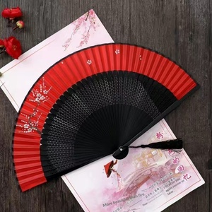 Abanico Chino Antiguo de Seda Plegable, Abanico de Bambú para Regalo, Disponible en Stock - Product Image 4