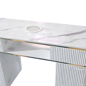 Nouveau 2025 Ensemble de table à ongles sans cadre avec aspirateur intégré, surface marbre noir, mobilier commercial de luxe léger, Modèle 2 Rock - Product Image 5
