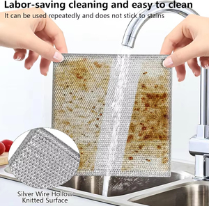 Thickened Steel Wire Cleaning <b>Cloth</b> Non-Scratch Double-Layer Iron Microfiber Mesh Dishrag Kitchen Towel for Washing Pots Pans - Product Image 2
