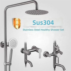 Robinet mélangeur cascade à haut <span class=keywords><strong>d</strong></span>ébit en laiton raffiné brossé, durable, pour eau chaude et froide, ensemble <span class=keywords><strong>de</strong></span> robinetterie <span class=keywords><strong>de</strong></span> <span class=keywords><strong>douche</strong></span> pour salle <span class=keywords><strong>de</strong></span> bain, vente en gros - Product Image 1