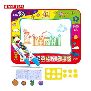 80x60cm washable educational painting toy large aqua water doodle drawing mat with pen, photo album, stamps