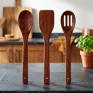 Ensemble d'ustensiles de cuisine 3 pièces avec support, spatules en bois résistantes à la chaleur pour ustensiles de cuisson antiadhésifs - Product Image 4