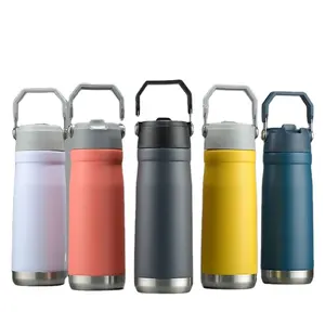 Customized Stainless Steel Double Walled Metal Water Bottle Flip Straw Tumbler Kids Insulated Coffee Tumbler Cups With Lid