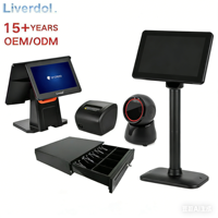 LIVERDOL Terminal POS All-in-One Layar Sentuh Pelanggan IPS Panel dengan Stand Lantai/Pemasangan Vesa untuk Ritel Restoran