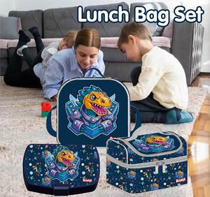 Ensemble de sac à roulettes d'école pour garçon avec motif de dinosaure de dessin animé, comprenant des sacs à déjeuner, une housse de carte et un carnet, sac à dos à roulettes pour enfants pour les voyages - Product Image 3