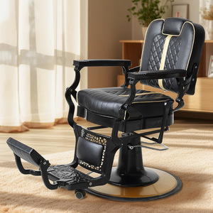 Sillón de Barbero Profesional Reclinable y Ajustable de Alta Resistencia para Hombres, Color Negro, Venta al por Mayor - Product Image 1