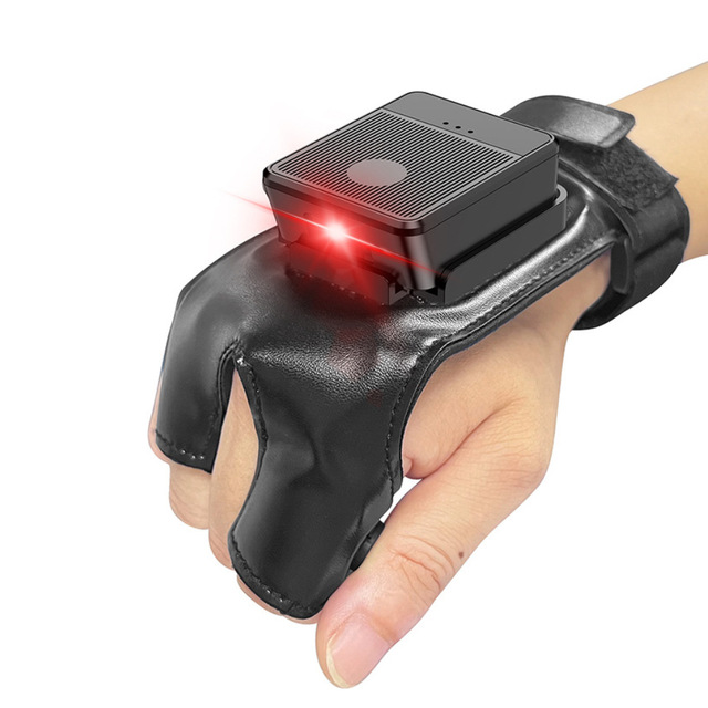 Portable Wireless 2D Barcode Scanner Wearable USB Interface Finger Trigger 2.4G Black 32-Bit OEM Stock for Logistics Warehouse