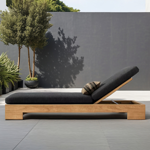 Mới đến đồ nội thất sang trọng Patio vườn ghế sofa vườn bộ gỗ rắn gỗ tếch <span class=keywords><strong>wicker</strong></span> phòng chờ Chaise phơi nắng - Product Image 2