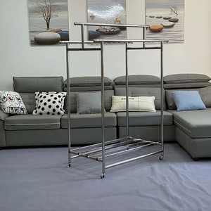 Porte-vêtements mobile robuste rétractable avec roulettes, séchoir à linge pliable en acier inoxydable, tringle à vêtements pour chambre à coucher - Product Image 2