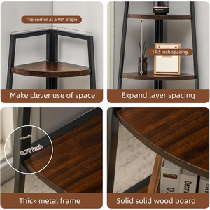 Scaffale Angolare Moderno a 5 Ripiani <span class=keywords><strong>in</strong></span> Legno e <span class=keywords><strong>Metallo</strong></span> per Soggiorno e Ufficio - Product Image 5