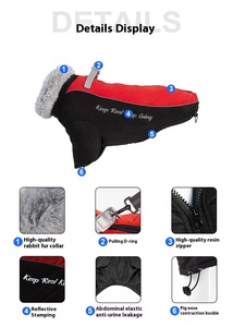 Doe 애완 동물 개 액세서리 의류 도매 제조 업체 따뜻한 겨울 방수 방풍 개 애완 동물 코트 토끼 모피 칼라 - Product Image 3