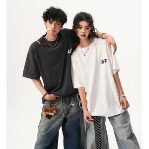 T-shirt de fitness transfrontalier à manches courtes, coupe ample, perlé, vintage, respirant, anti-humidité, très élastique, ajusté, couleur unie - Product Image 2